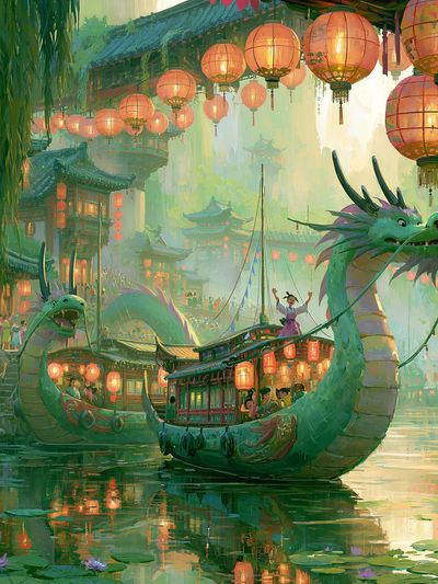 Dragon Lantern Festival Illustration Poster. poster