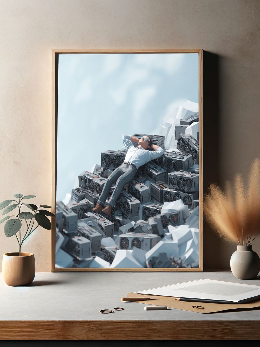 Miner on GPU Mountain Illustration Poster. — room view 2