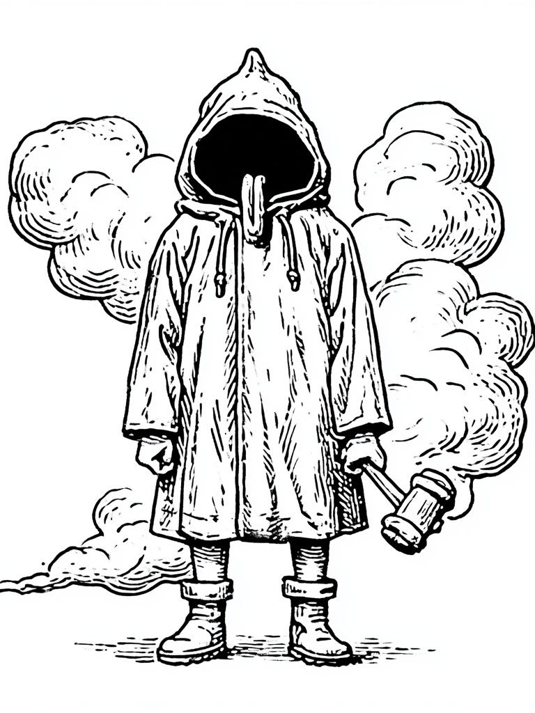Hooded Figure Ink Print. poster detail