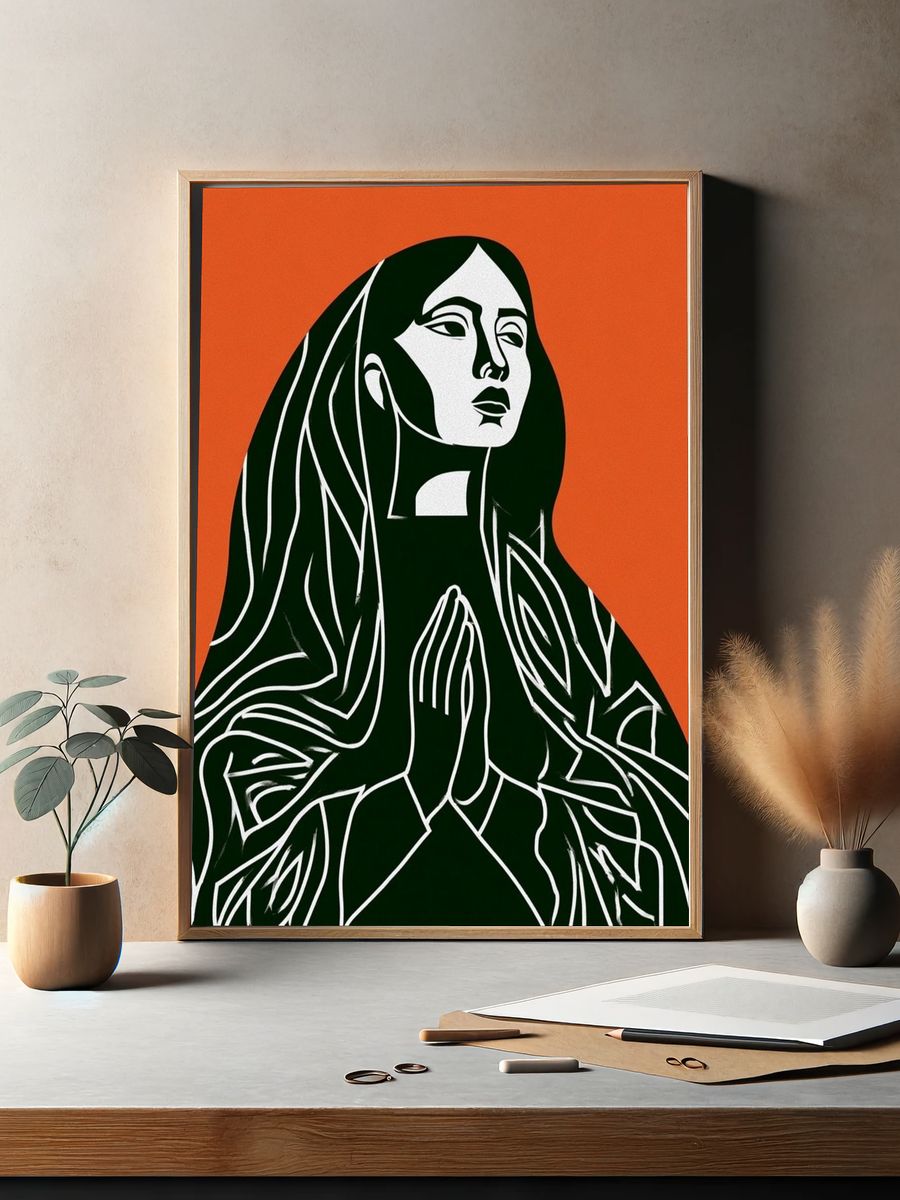 Praying Woman Minimalist Poster. — room view 2