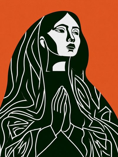 Praying Woman Minimalist Poster. poster