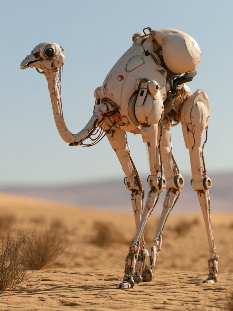 Desert Robot Ostrich Illustration Poster. poster detail