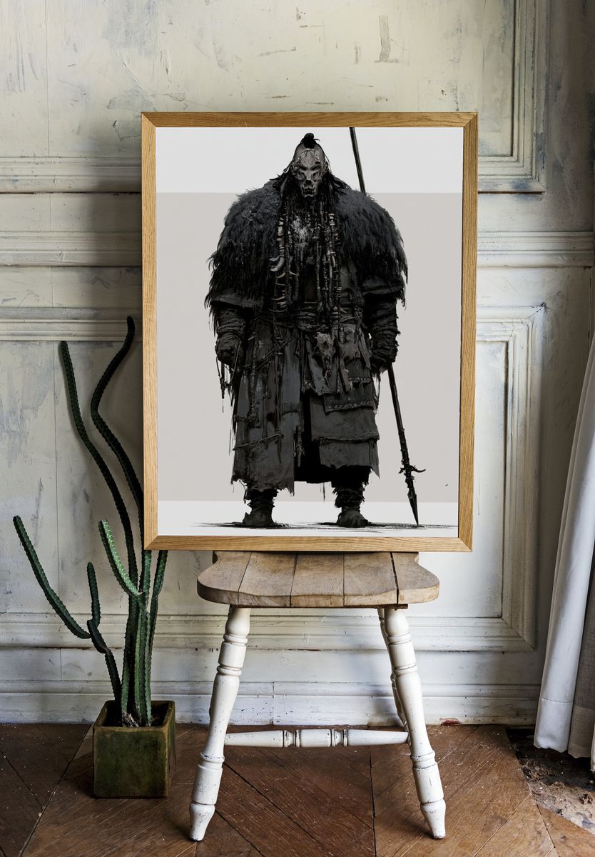 Dark Warrior Figure Illustration Poster. — room view 1