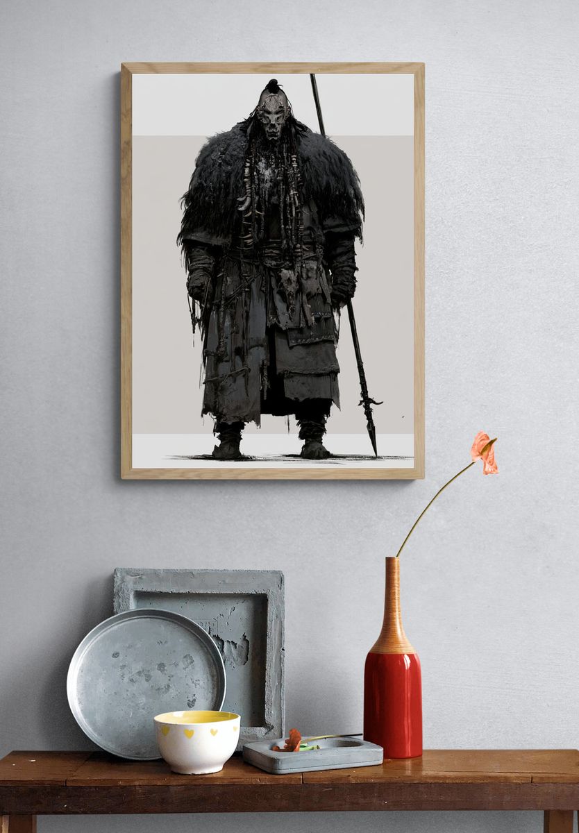 Dark Warrior Figure Illustration Poster. — room view 3