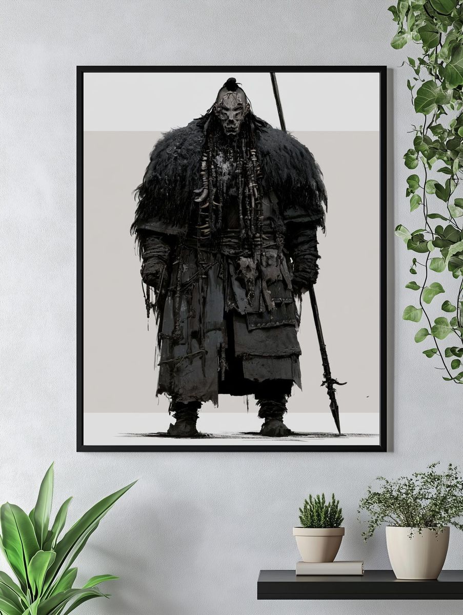 Dark Warrior Figure Illustration Poster. — room view 4