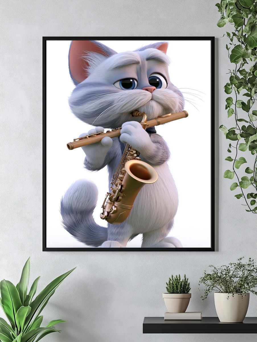 Jazz Cat with Saxophone Poster. — room view 4