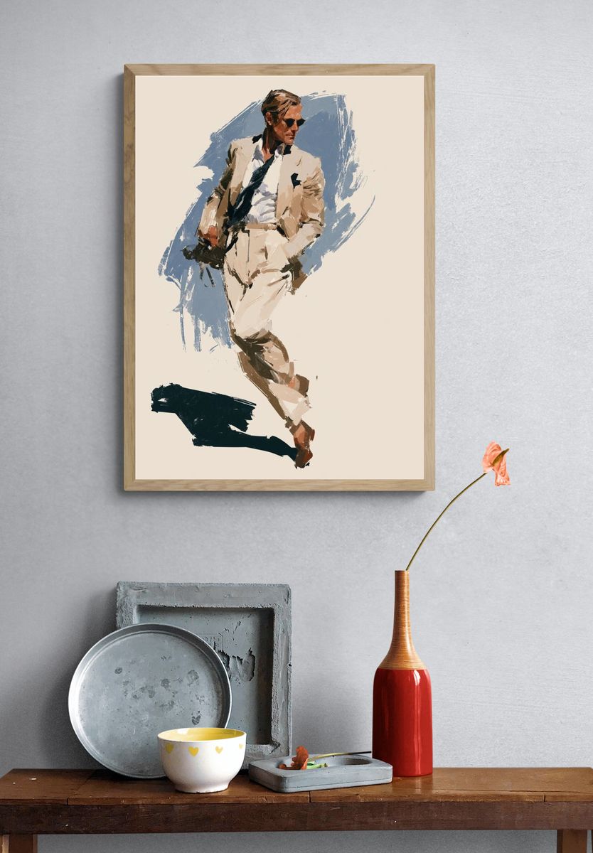 Suited Man Fashion Illustration Poster. — room view 3