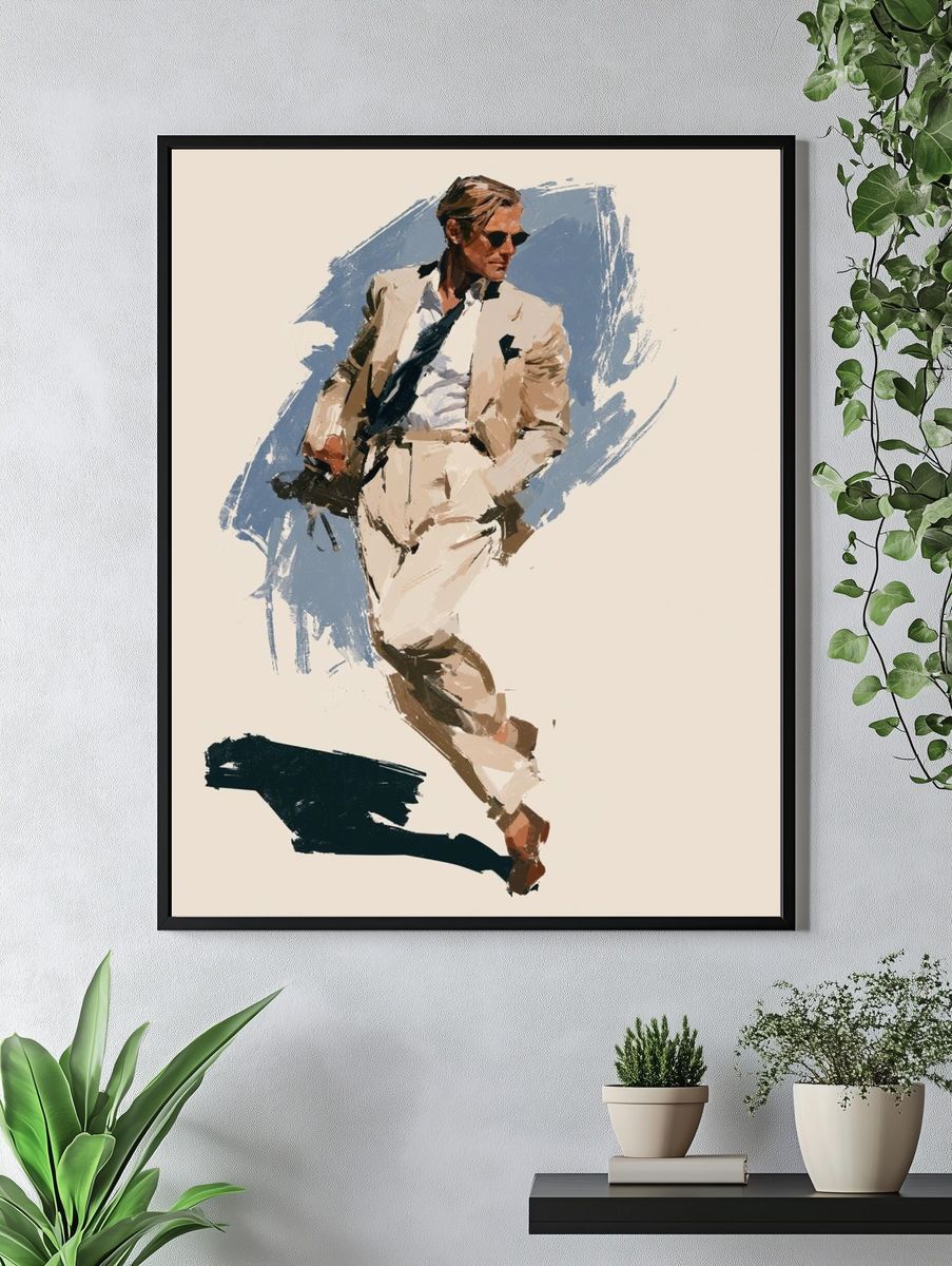 Suited Man Fashion Illustration Poster. — room view 4