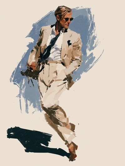 Suited Man Fashion Illustration Poster. poster