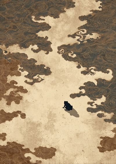 Frog in Cloudscape Illustration Poster. poster print