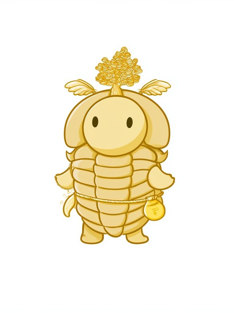 Golden Cute Character Illustration Poster. poster detail