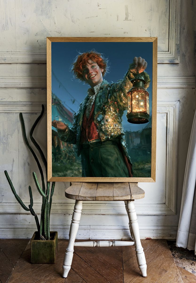 Lantern Boy Fantasy Illustration Poster. — room view 1