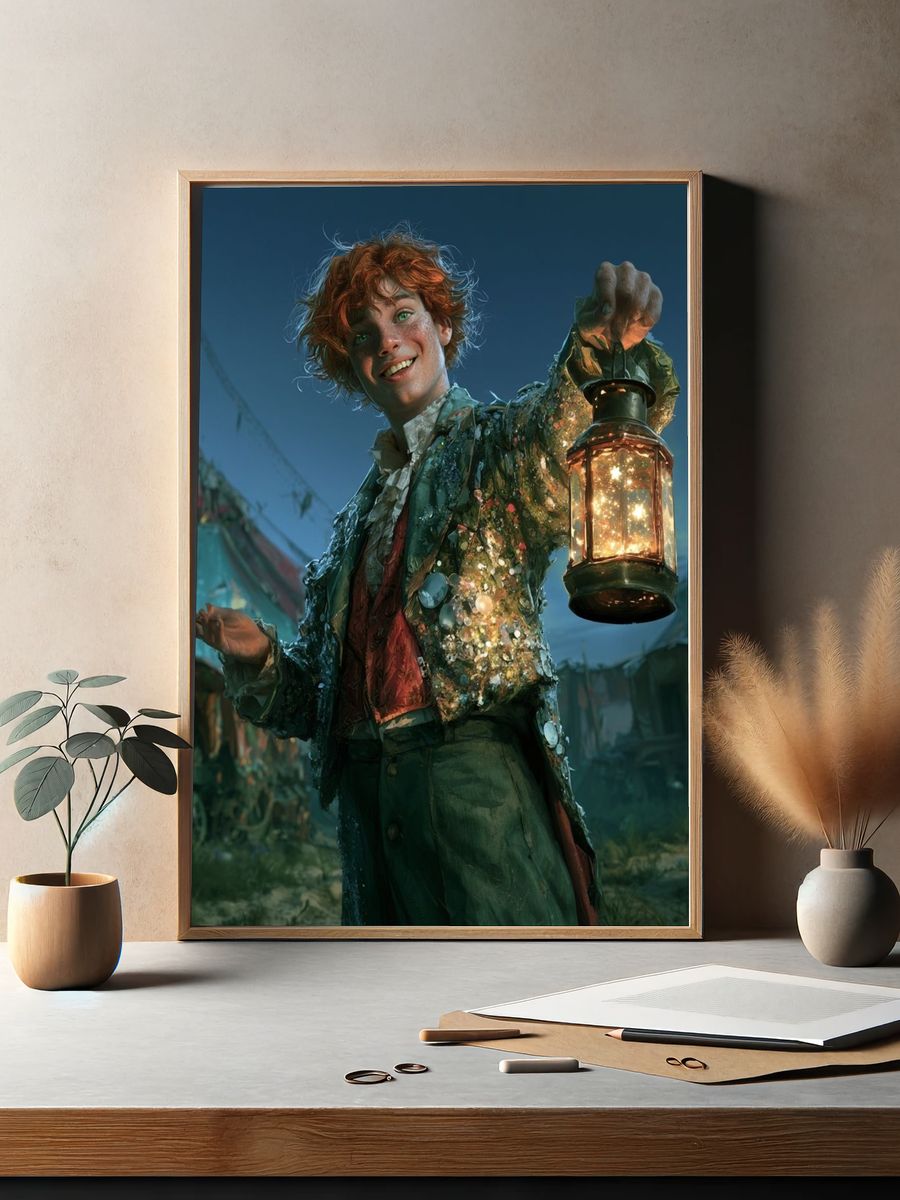 Lantern Boy Fantasy Illustration Poster. — room view 2