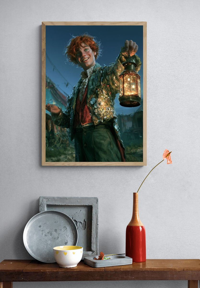 Lantern Boy Fantasy Illustration Poster. — room view 3