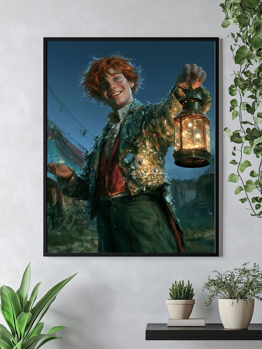 Lantern Boy Fantasy Illustration Poster. — room view 4