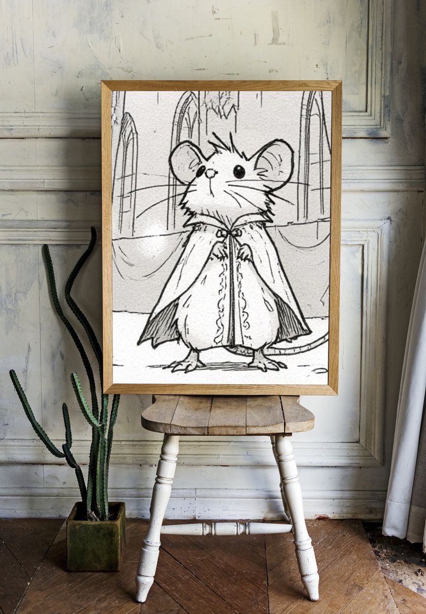 Mouse in Cloak Illustration Poster. room preview