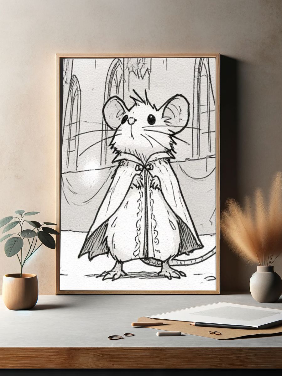 Mouse in Cloak Illustration Poster. — room view 2