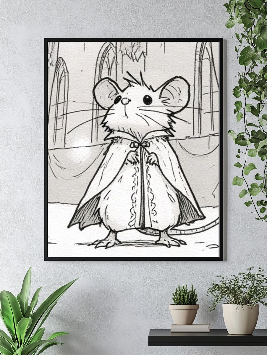 Mouse in Cloak Illustration Poster. — room view 4