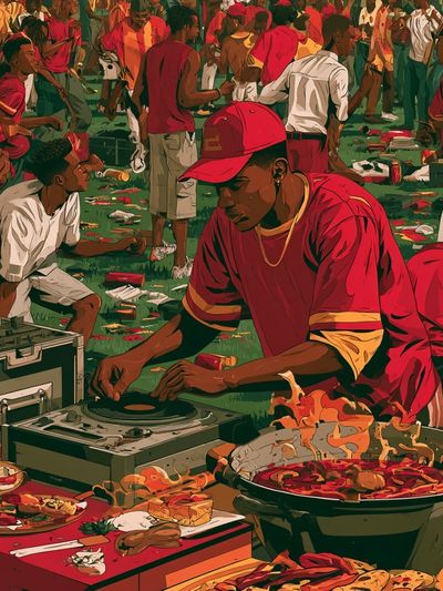 Street Party DJ Scene Illustration Poster. poster