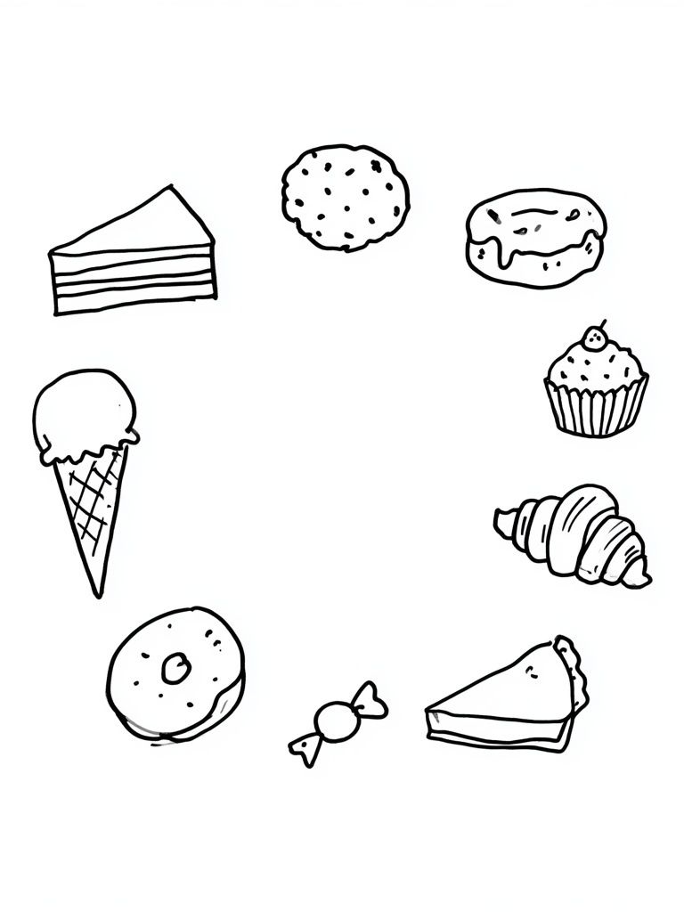 Sweet Treats Line Art Poster. poster — illustration art