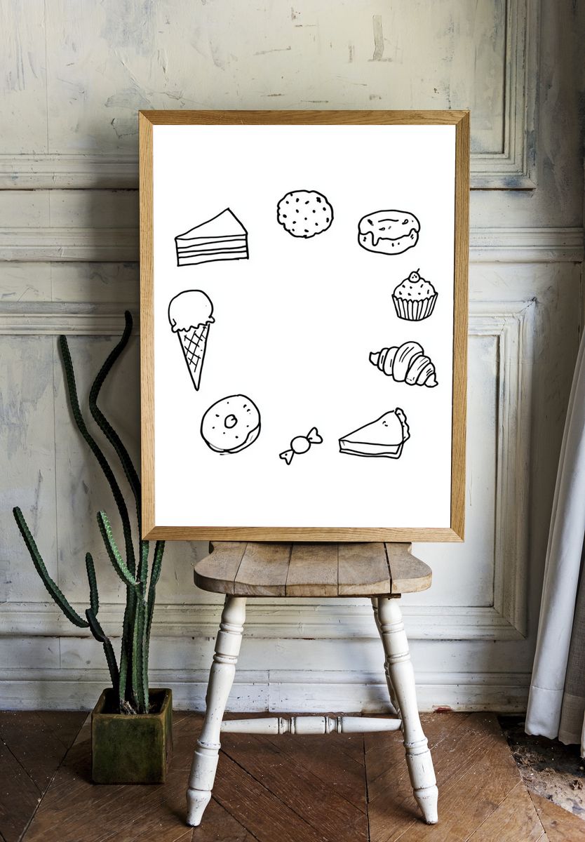 Sweet Treats Line Art Poster. room preview