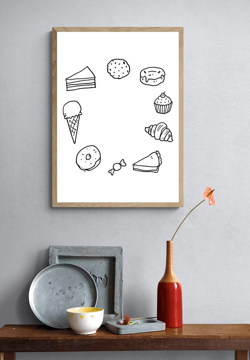 Sweet Treats Line Art Poster. — room view 3