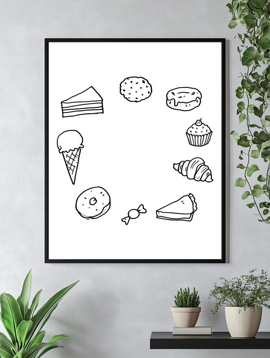Sweet Treats Line Art Poster. — room view 4