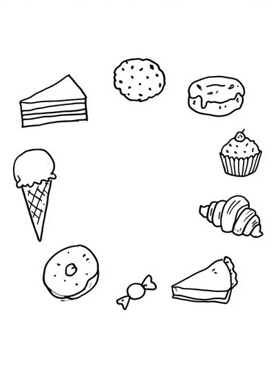 Sweet Treats Line Art Poster. poster