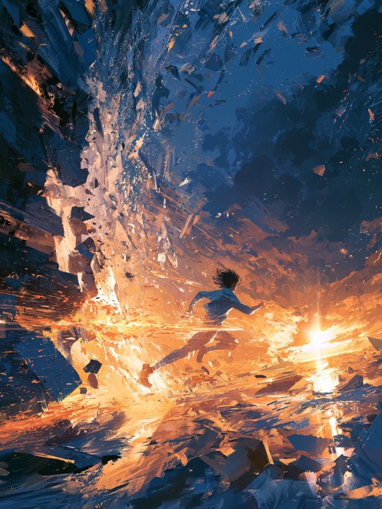 Runner in Cosmic Storm Illustration Poster. poster detail