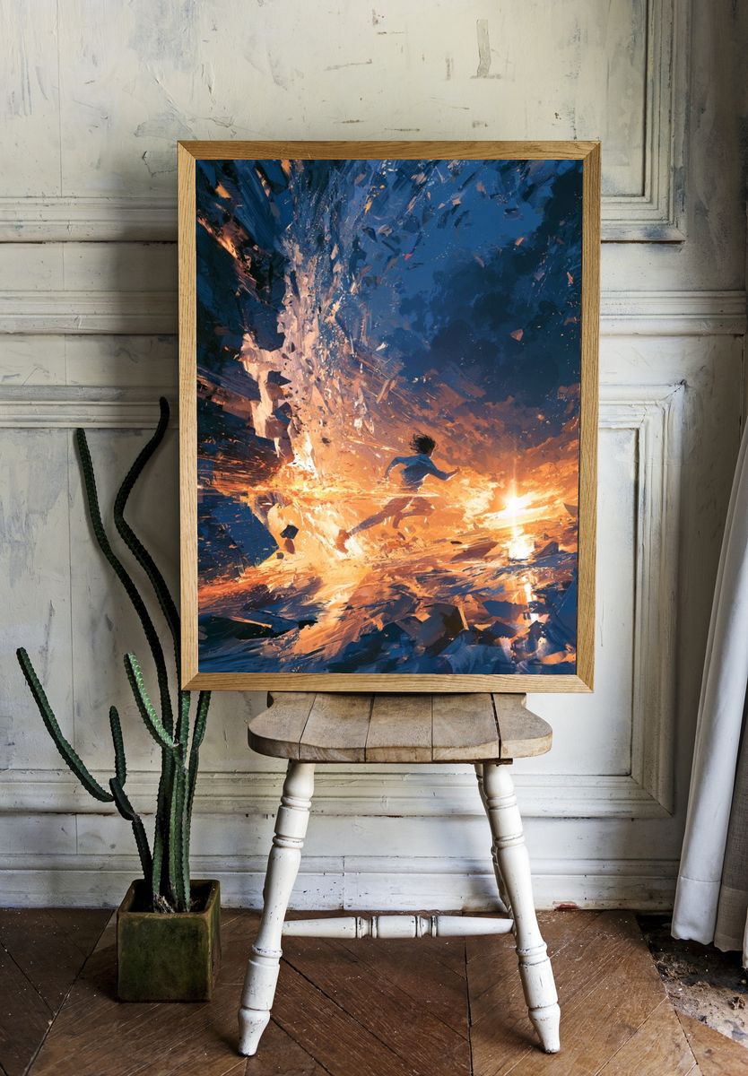 Runner in Cosmic Storm Illustration Poster. room preview