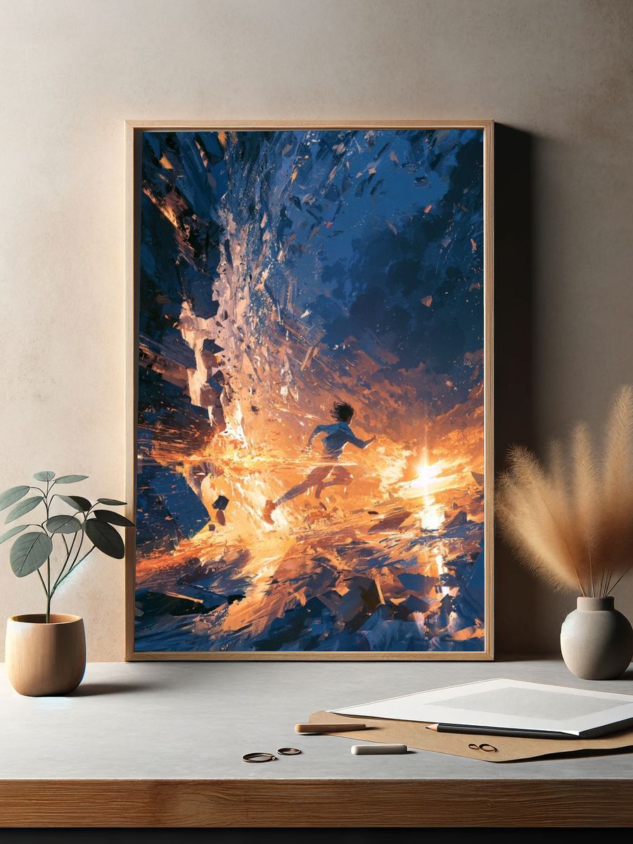 Runner in Cosmic Storm Illustration Poster. — room view 2