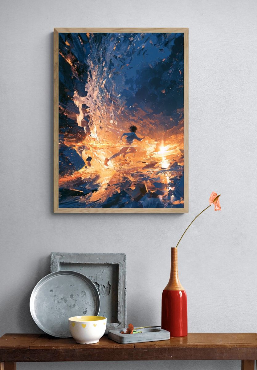 Runner in Cosmic Storm Illustration Poster. — room view 3