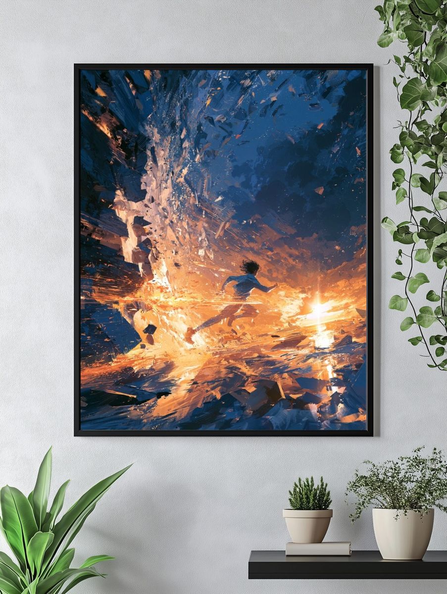 Runner in Cosmic Storm Illustration Poster. — room view 4