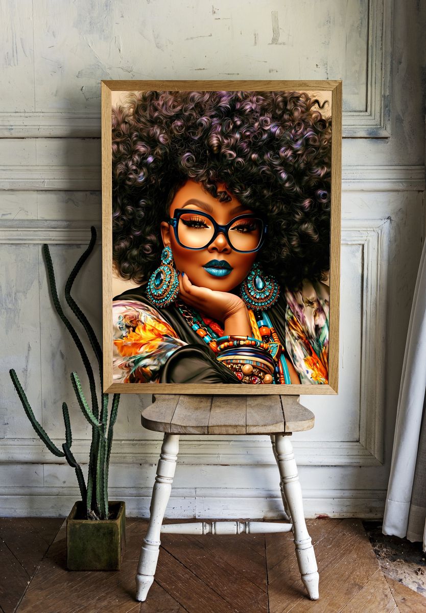 Afro Glam Portrait Print. — room view 1