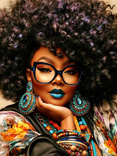 Afro Glam Portrait Print. poster
