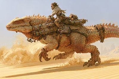 Desert Rider Fantasy Illustration Poster. poster