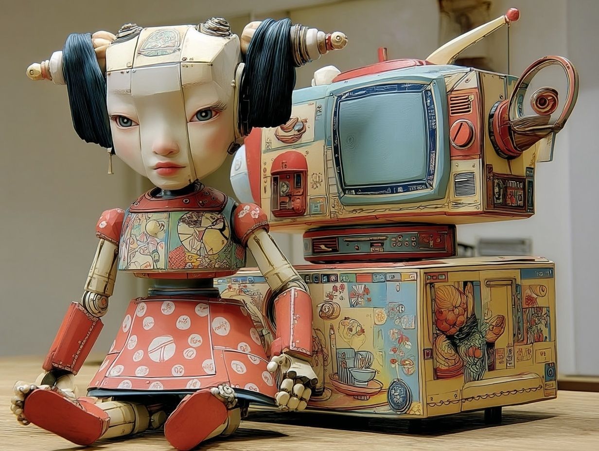 Retro Robot Doll Illustration Poster. poster detail