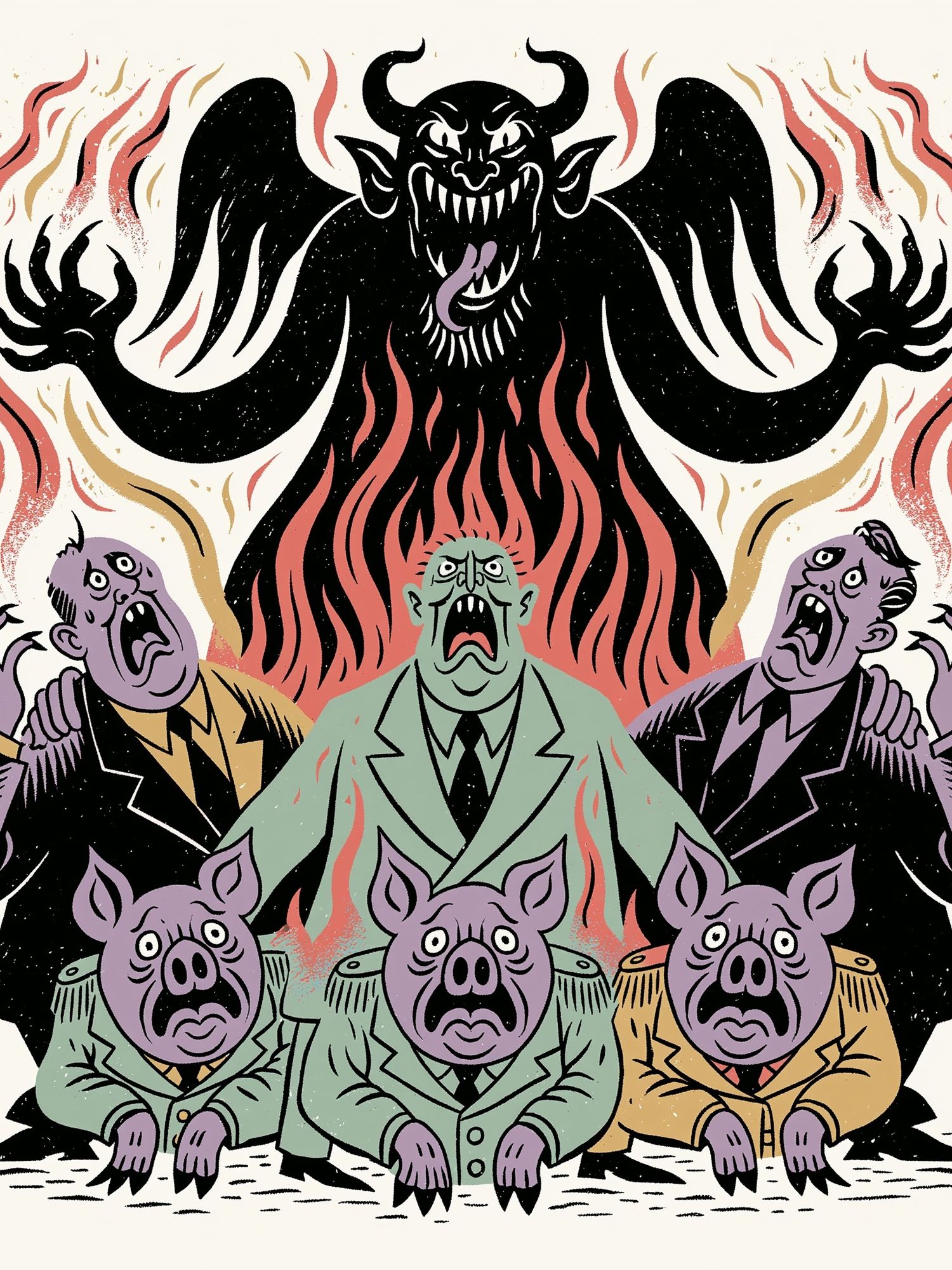Monster Pig Choir Illustration Poster. poster — illustration art