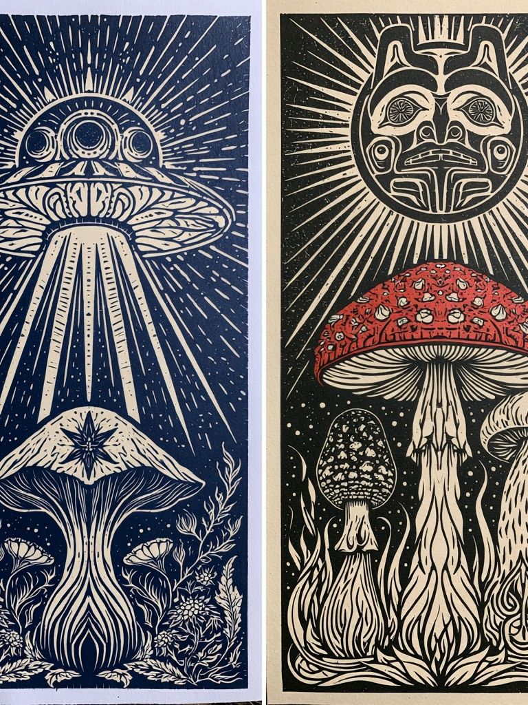 Mystic Mushroom Sun Poster. poster — illustration art