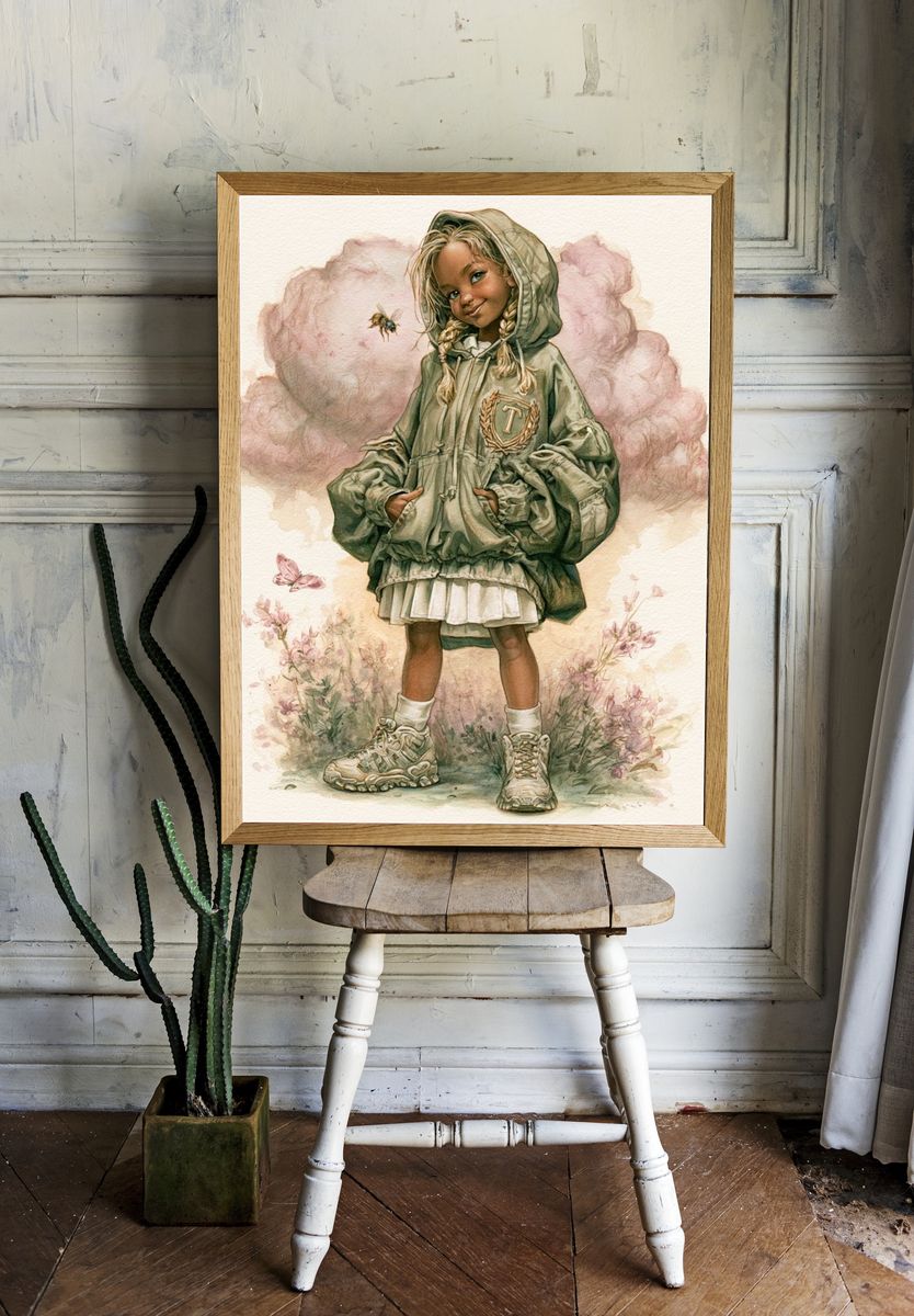 Dreamy Girl Watercolor Print. — room view 1