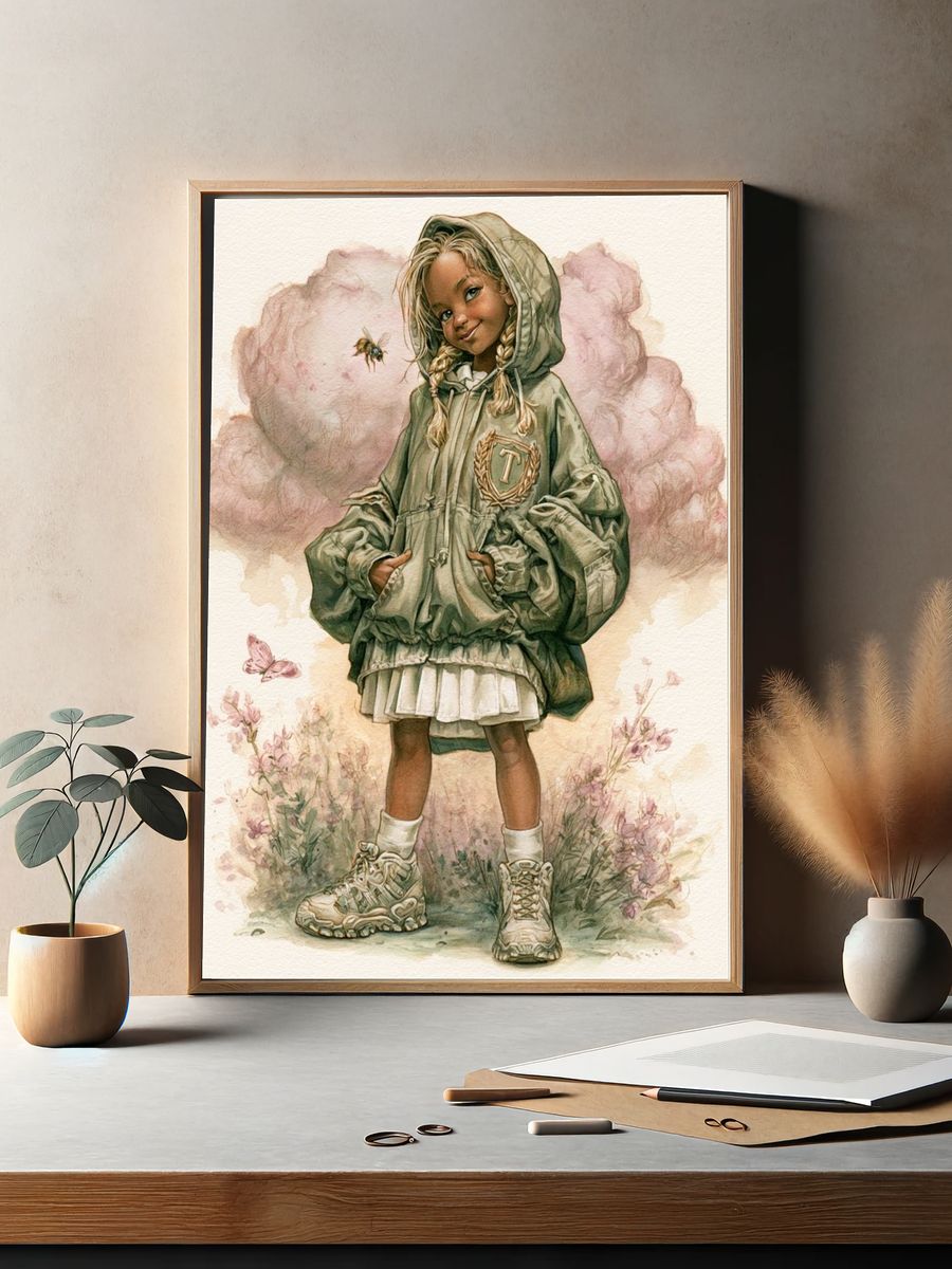 Dreamy Girl Watercolor Print. — room view 2