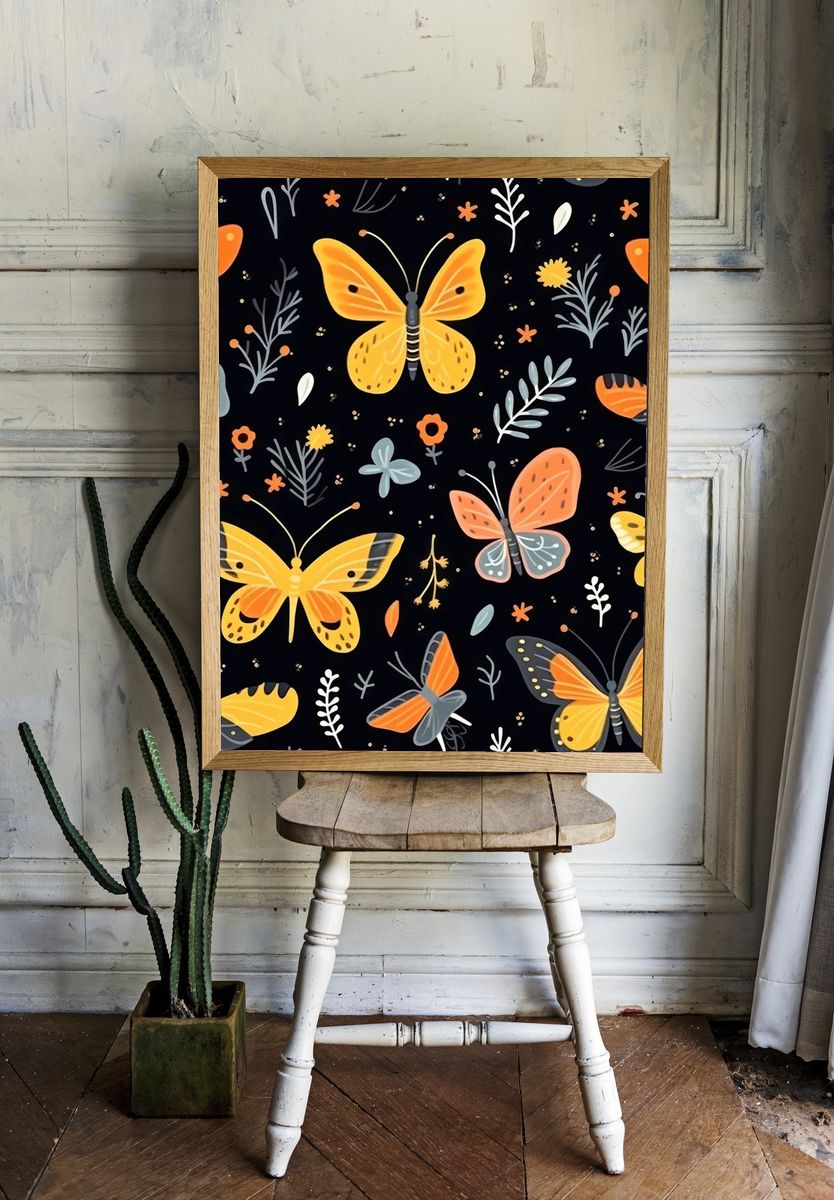 Butterfly Garden Illustration Poster. room preview