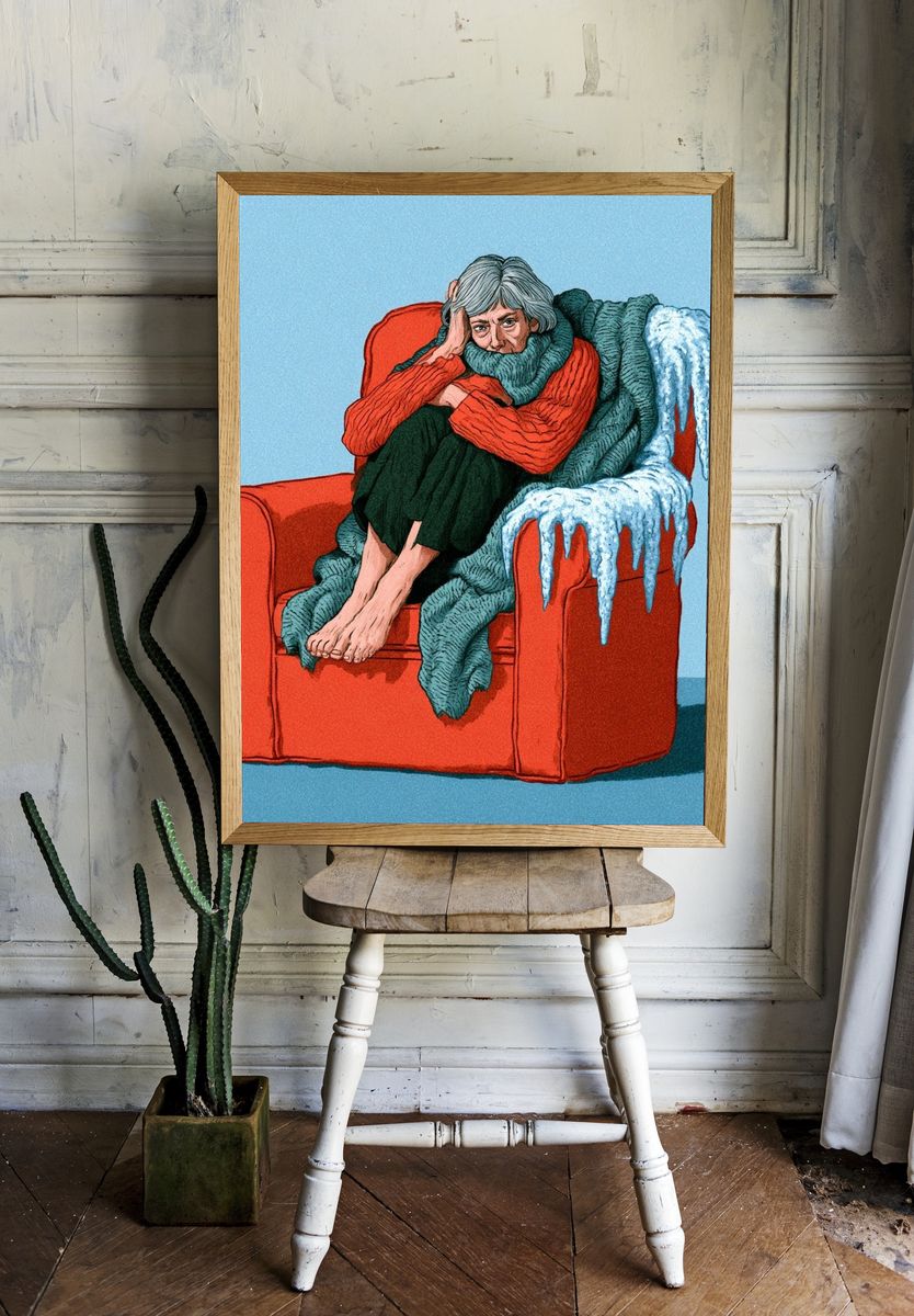 Melancholy Armchair Illustration Poster. — room view 1