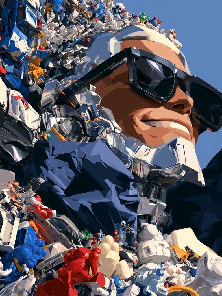 Toy Figure Portrait Digital Art Poster. poster detail