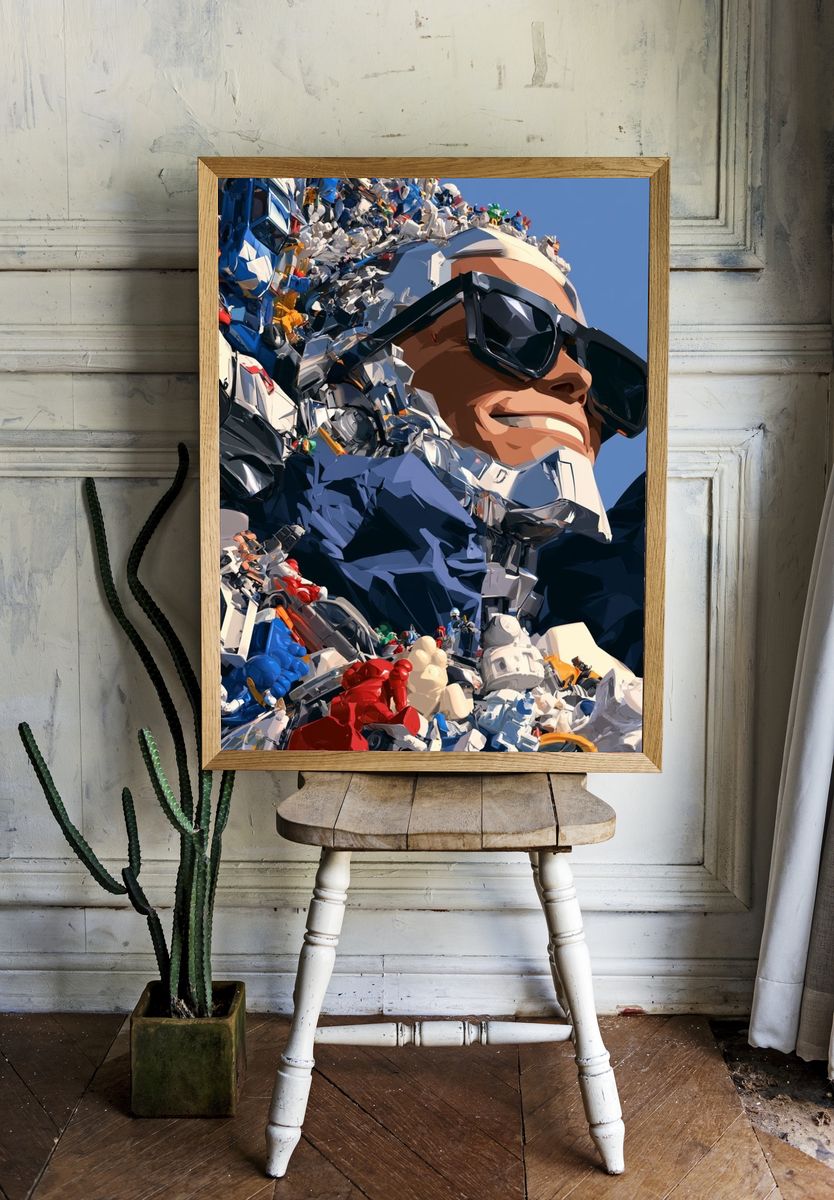 Toy Figure Portrait Digital Art Poster. — room view 1