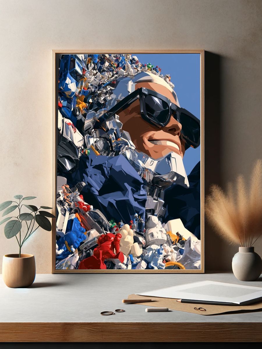 Toy Figure Portrait Digital Art Poster. — room view 2