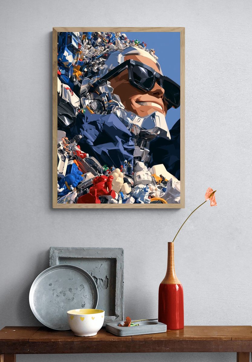 Toy Figure Portrait Digital Art Poster. — room view 3