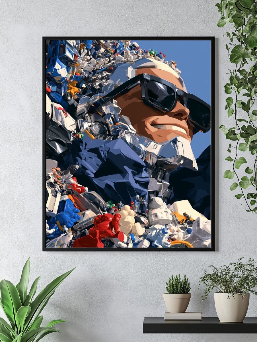Toy Figure Portrait Digital Art Poster. — room view 4