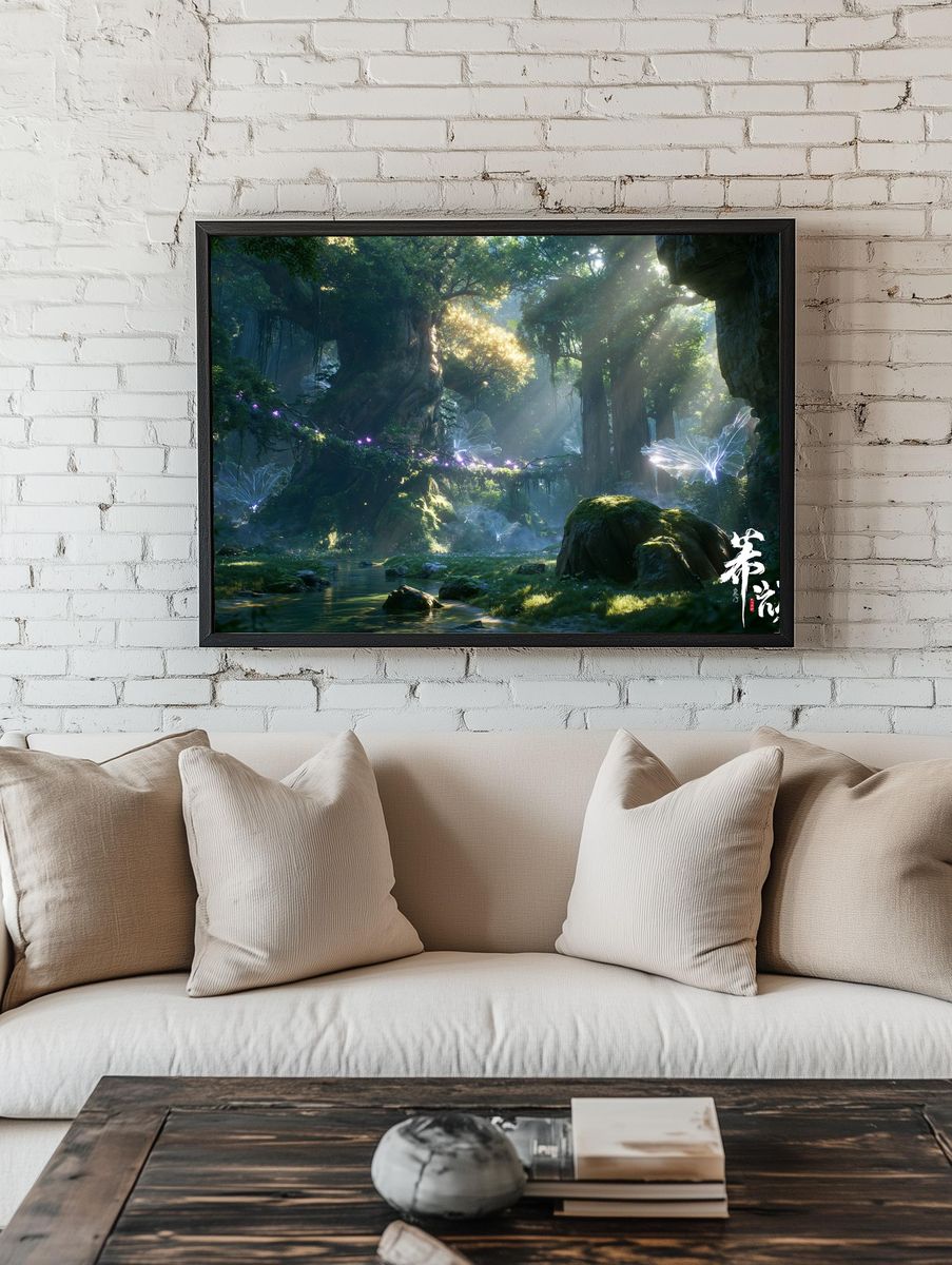 Enchanted Forest Lightscape Print. room preview