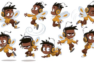 Flying Boy Character Sheet Print. poster